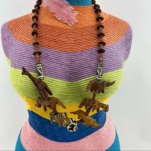 Wood‎ Carved Animal Safari Jewelry